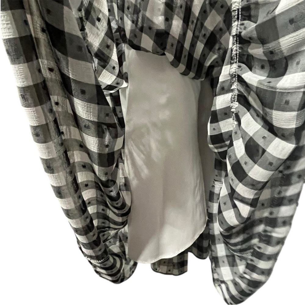 NWT Nanette Lepore Gingham Black and White Collared Shirt Dress - Size 4 - Picture 9 of 12